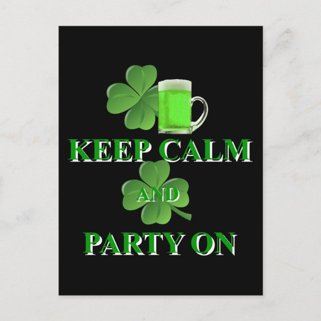 keep calm and party on invitation postcard (Front)