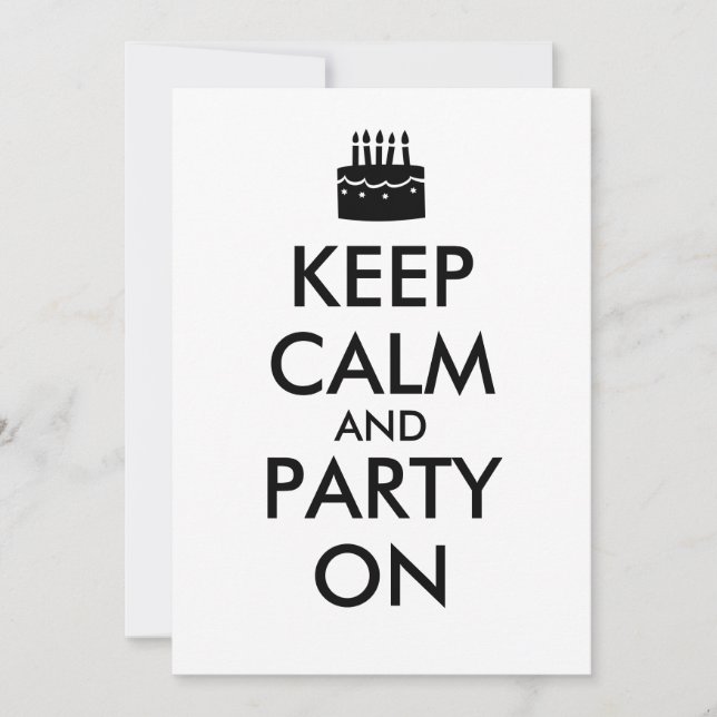 Keep Calm and Party On Invitations Cake Template (Front)