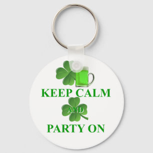 keep calm and party on key ring