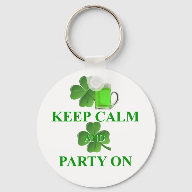 keep calm and party on key ring (Front)
