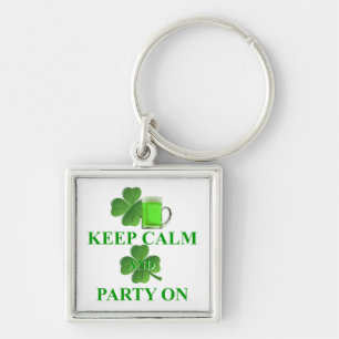 keep calm and party on key ring
