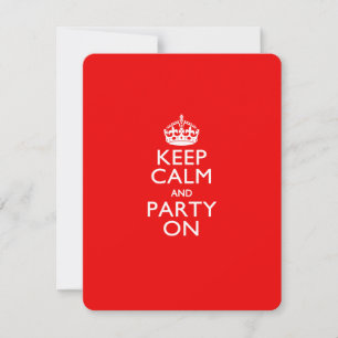 Keep Calm and Party On Red Invitation