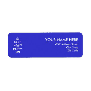 Keep Calm and Party On Return Address Label