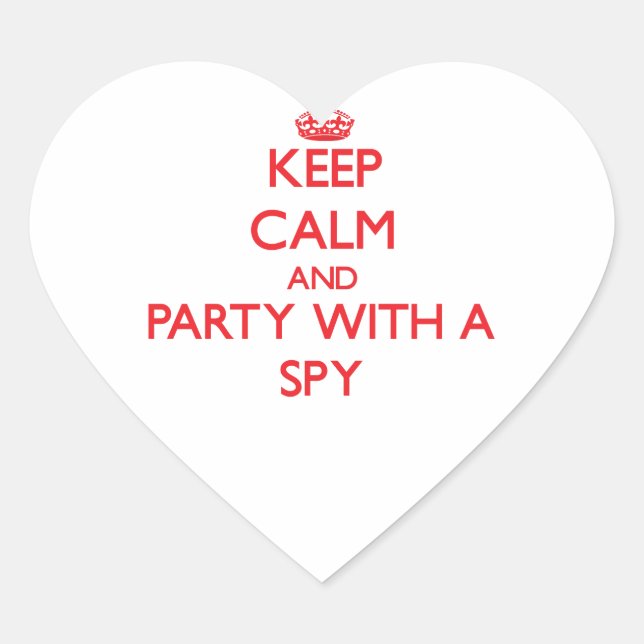 Keep Calm and Party With a Spy Heart Sticker (Front)