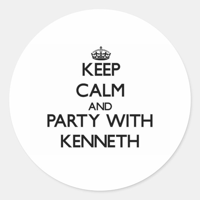 Keep Calm and Party with Kenneth Classic Round Sticker (Front)