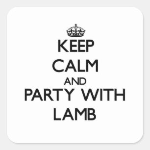 Keep calm and Party with Lamb Square Sticker