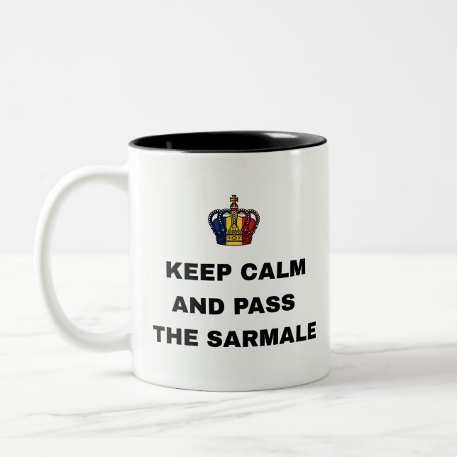 KEEP CALM AND PASS THE SARMALE Two-Tone COFFEE MUG (Left)