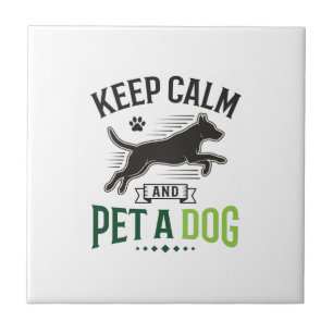 Keep Calm and Pet a Dog Vintage Engraving Design_1 Ceramic Tile