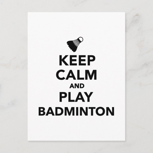 Keep calm and play Badminton Postcard (Front)