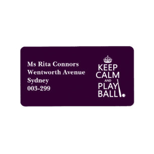 Keep Calm and Play Ball (baseball) (any colour) Label