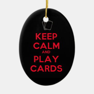 Keep Calm and Play Cards Ceramic Tree Decoration