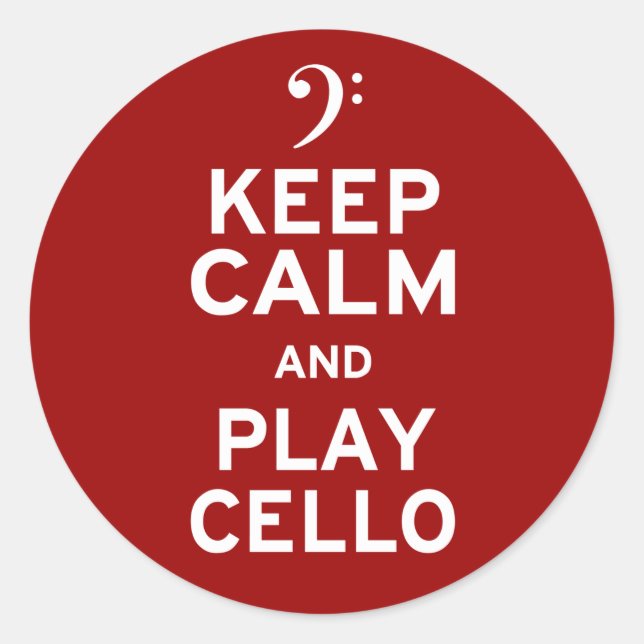Keep Calm and Play Cello Classic Round Sticker (Front)