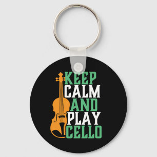 Keep Calm and Play Cello Funny Cellist Musician Key Ring