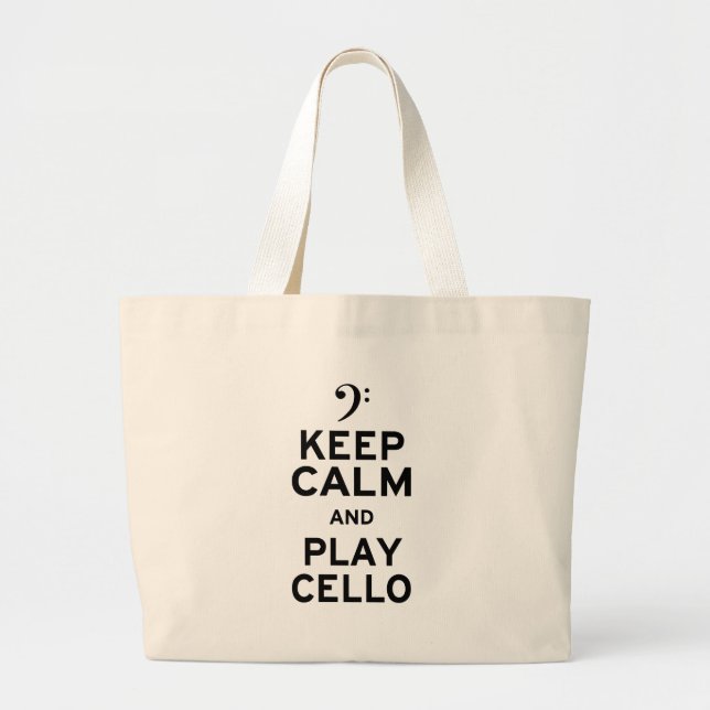 Keep Calm and Play Cello Large Tote Bag (Front)