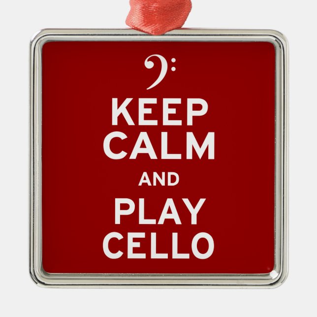 Keep Calm and Play Cello Metal Tree Decoration (Front)