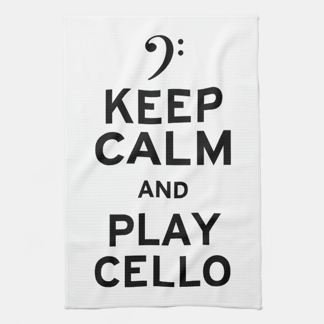 Keep Calm and Play Cello Tea Towel (Vertical)