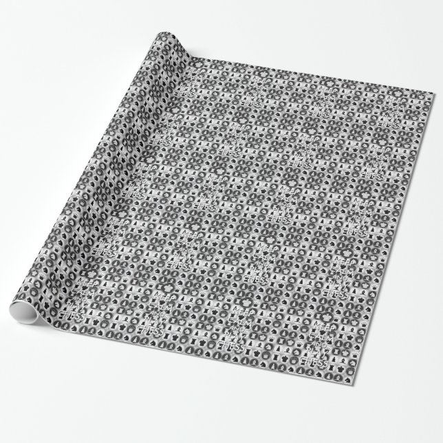 Keep Calm and Play Chess Pattern Wrapping Paper (Unrolled)