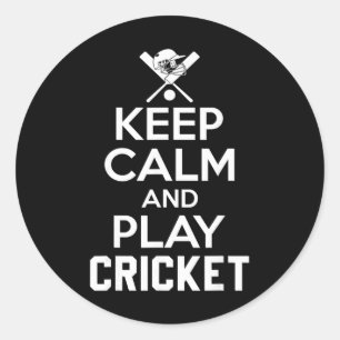 Keep Calm And Play Cricket 2  Classic Round Sticker