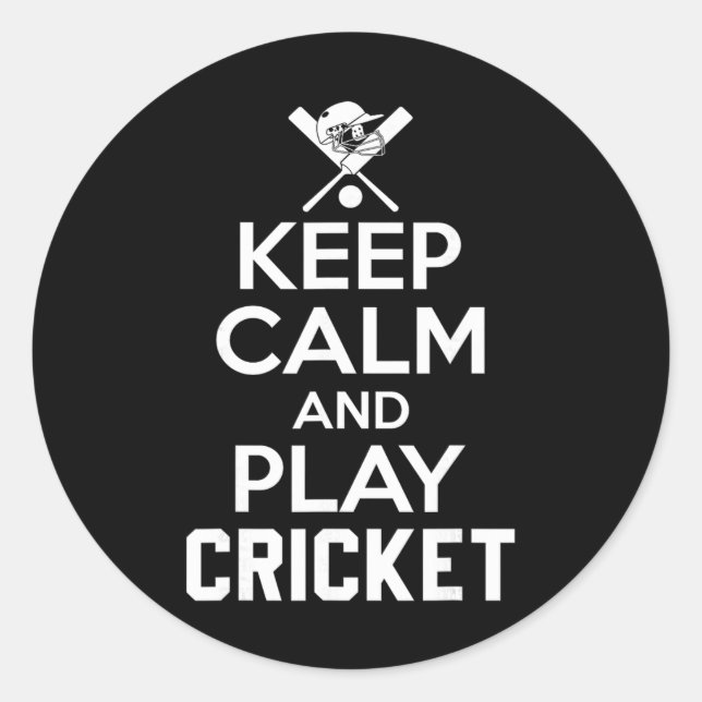 Keep Calm And Play Cricket 2  Classic Round Sticker (Front)