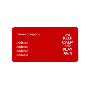 Keep Calm And Play Fair Label