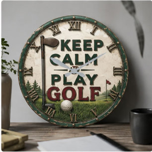 Keep Calm and Play Golf Large Clock