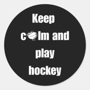 Keep Calm And Play Hockey (2)  Classic Round Sticker