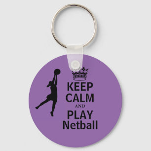 Keep Calm and Play Netball Design Key Ring