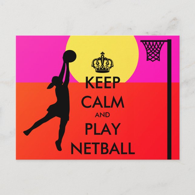 Keep Calm and Play Netball Slogan Postcard (Front)