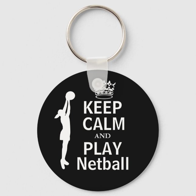 Keep Calm and Play Netball Theme Key Ring (Front)