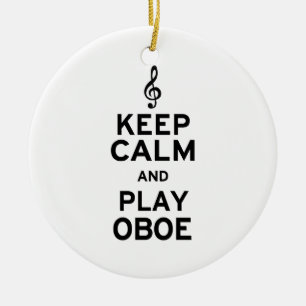 Keep Calm and Play Oboe Ceramic Tree Decoration