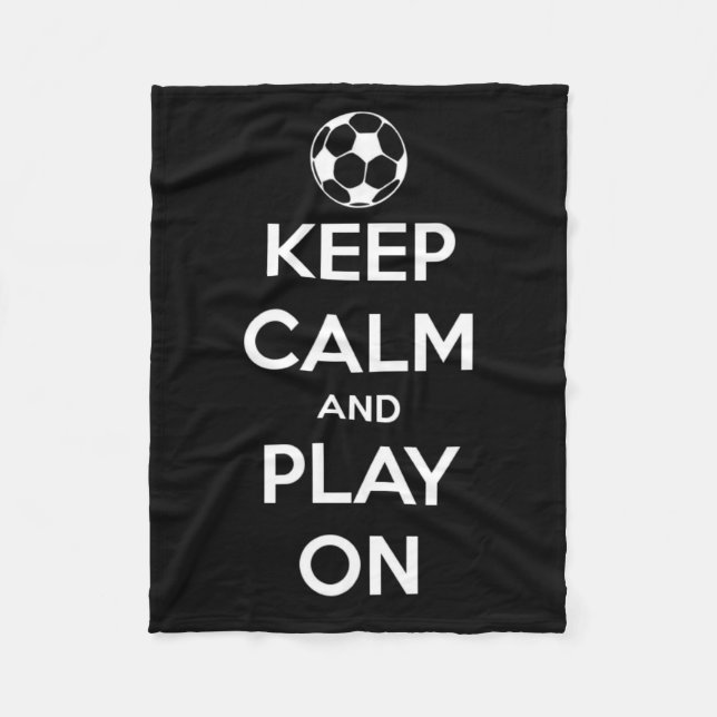 Keep Calm and Play On Black and White Fleece Blanket (Front)