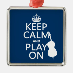 Keep Calm and Play On (double bass) Metal Tree Decoration