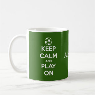 Keep Calm and Play On Green and White Personalised Coffee Mug