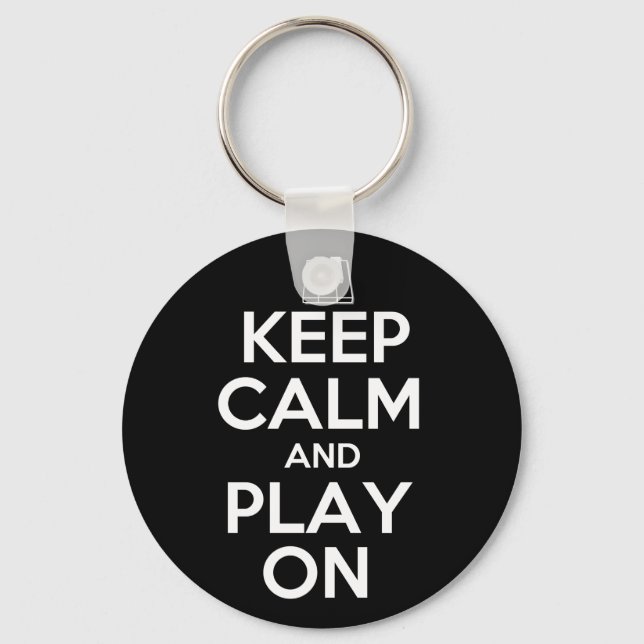 Keep Calm and Play On Piano Key Ring (Front)