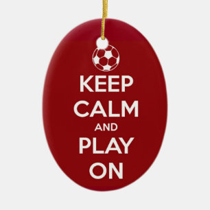 Keep Calm and Play On Red Oval Ornament