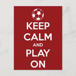 Keep Calm and Play On Red Postcard