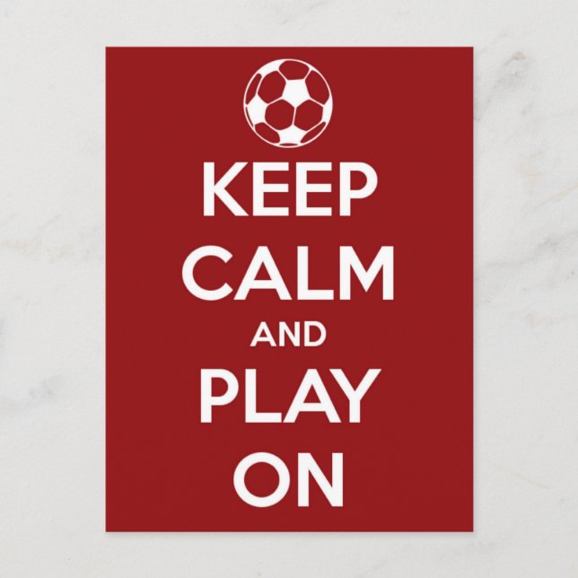 Keep Calm and Play On Red Postcard (Front)