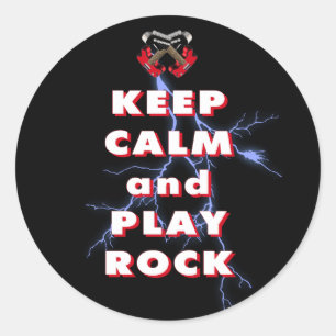 Keep calm and play rock classic round sticker