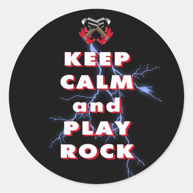 Keep calm and play rock classic round sticker (Front)