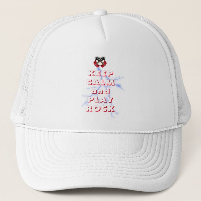 Keep calm and play rock trucker hat (Front)