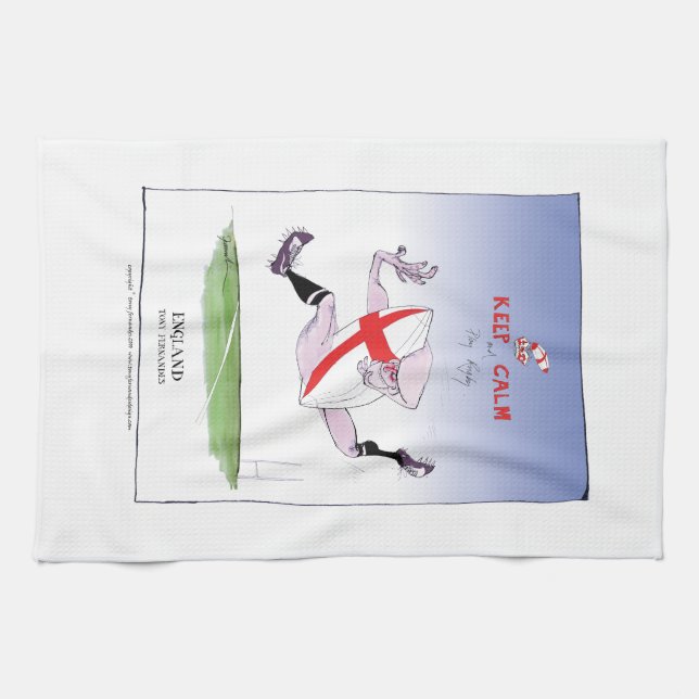 keep calm and play rugby, tony fernandes tea towel (Horizontal)
