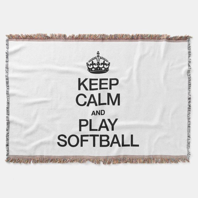 KEEP CALM AND PLAY SOFTBALL THROW BLANKET (Front)