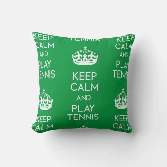 Keep calm and play tennis green cushion (Front)
