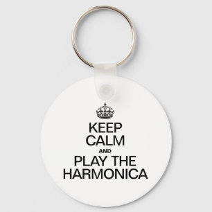 KEEP CALM AND PLAY THE HARMONICA KEY RING