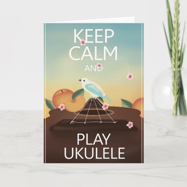 Keep Calm and Play Ukulele Hawaiian Style Card (Front)
