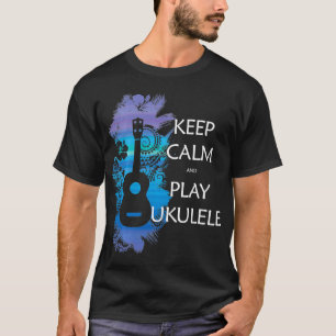 KEEP CALM and PLAY UKULELE Tribal colourful T-Shirt