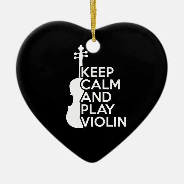 Keep Calm and Play Violin Ceramic Ornament (Front)