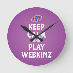 Keep Calm And Play Webkinz Round Clock