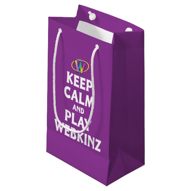 Keep Calm And Play Webkinz Small Gift Bag (Front Angled)