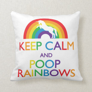 Keep Calm and Poop Rainbows Unicorn Cushion